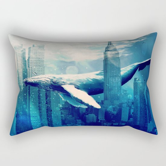 Blue Whale in NYC Rectangular Pillow