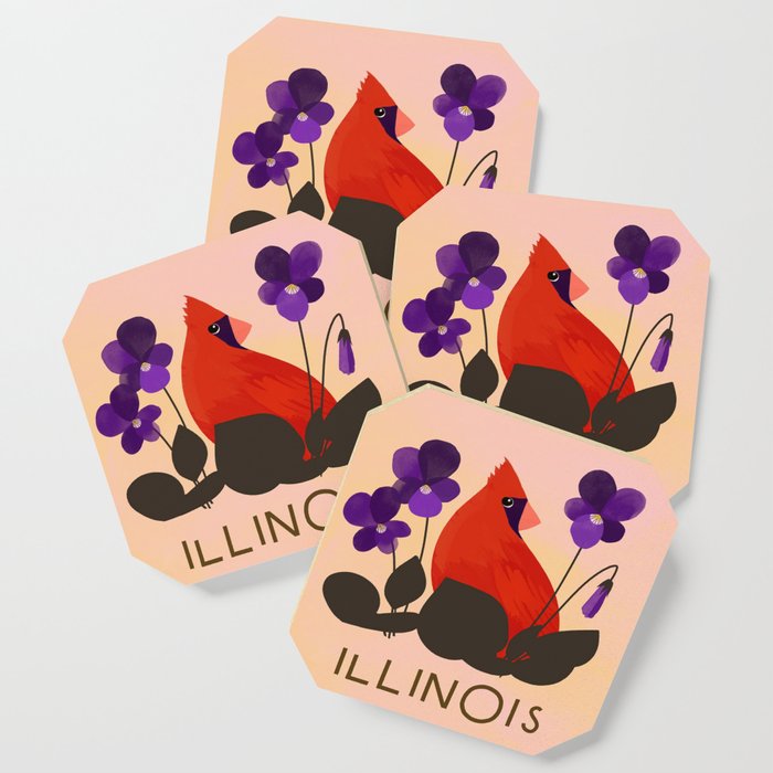 illinois state bird and flower coaster by sferone society6