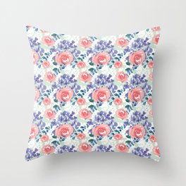 Whimsical Beauty Floral Watercolor Pattern Throw Pillow