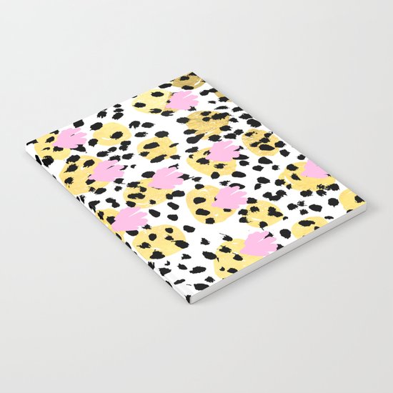 Pink Gold abstract painting foil trendy minimal modern art paint pattern gender neutral non binary Notebook