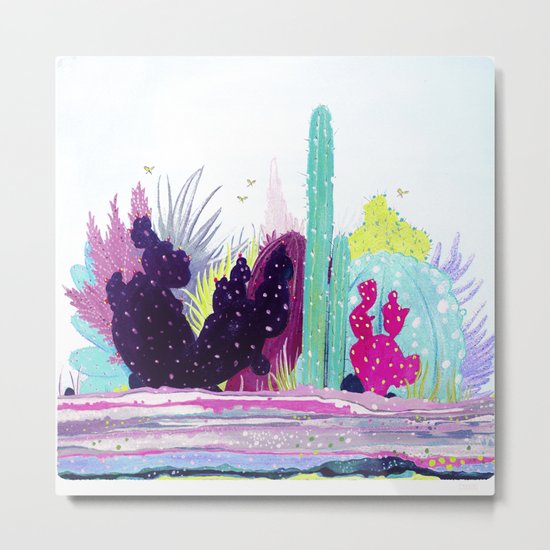 Cacti Watercolour Allsorts Metal Print
