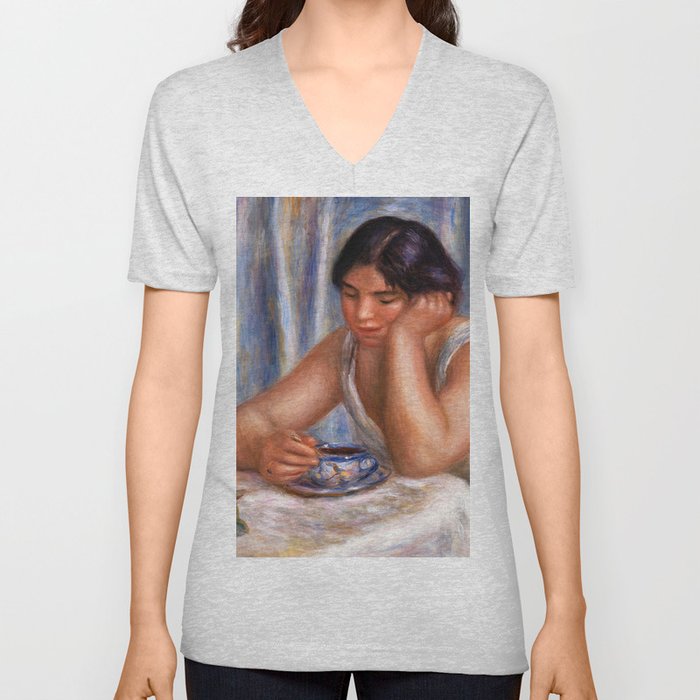 Pierre-Auguste Renoir - Cup of Chocolate (Femme prenant du chocolat) V Neck T Shirt