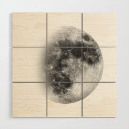 3/4 Moon | Waxing Gibbous | Watercolor Painting | Black and White | Illustration | Space Wood Wall Art