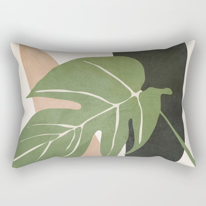 Abstract Monstera Leaf Rectangular Pillow