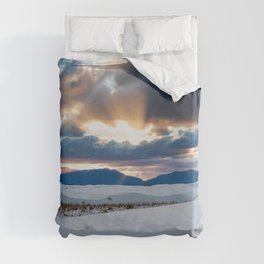 One More Moment - Sunbeams Burst From Clouds Over White Sands New Mexico Duvet Cover