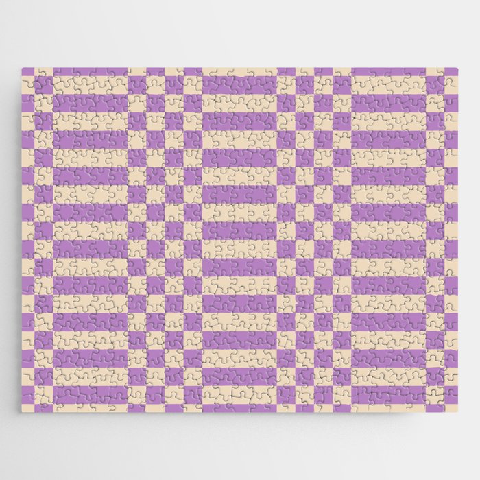 Checkered Stripes pattern lilac Jigsaw Puzzle