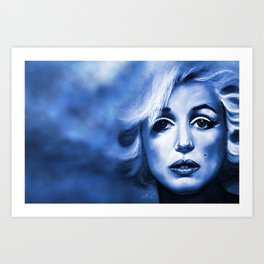 Marilyn Blue Art Print | Star, Sex Symbol, Amanda M Lucas, Drawing, Monroe, Art, Blonde, Painting, Beautiful, Super Star 