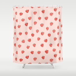 Strawberries on Pink Shower Curtain