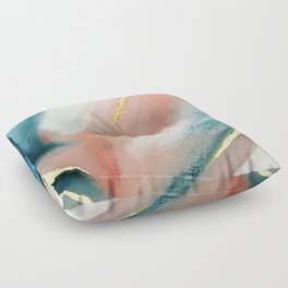 Celestial [3]: a minimal abstract mixed-media piece in Pink, Blue, and gold by Alyssa Hamilton Art Floor Pillow