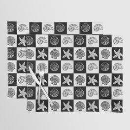 Checkered Seashells - Black and White Placemat