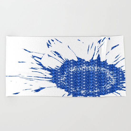 Sparkley Blue Flower Beach Towel