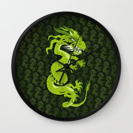Jade Dragon Wall Clock | Baby, Dragon, Scales, Demon, Graphicdesign, Breath, Fear, Fangs, Green, Fire 