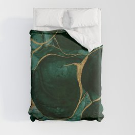 Gold and Emerald Marble I Duvet Cover