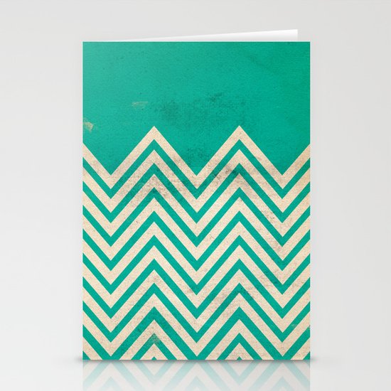 TEXTURED TEAL CHEVRON Stationery Cards