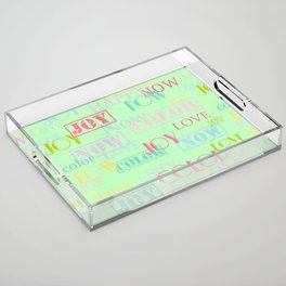 Enjoy The Colors - Colorful Typography modern abstract pattern on pale mint green color Acrylic Tray