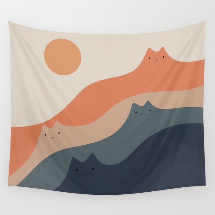 Cat Landscape 90 Wall Tapestry