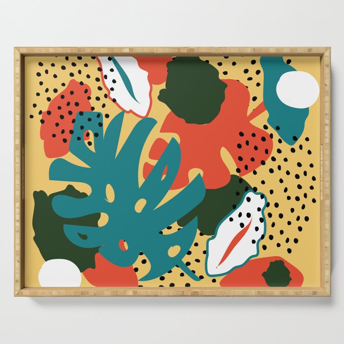Abstract trendy hipster floral pattern Serving Tray