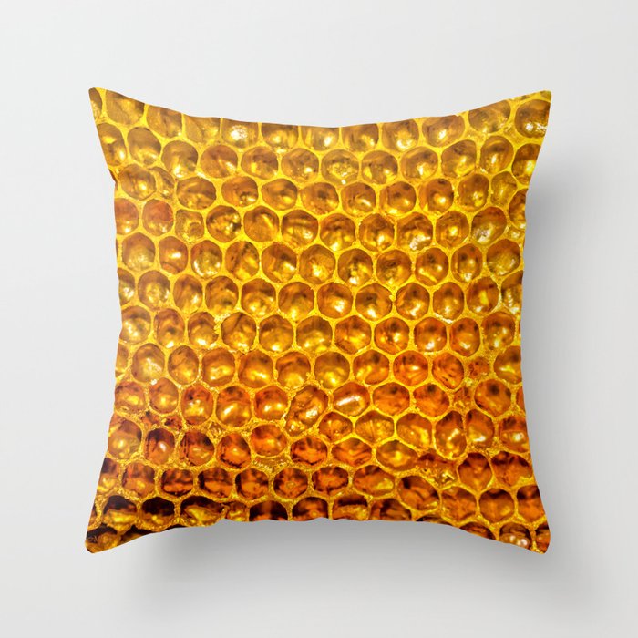 Yellow honey bees comb Throw Pillow