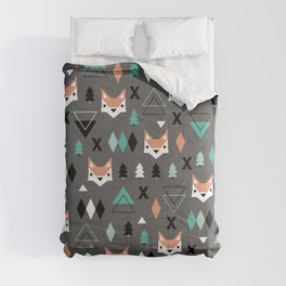 Geometric fox woodland forest pattern Comforter | Colorful, Illustration, Woods, Christmas, Triangle, Graphicdesign, Fun, Evergreen, Geometric, Animal 