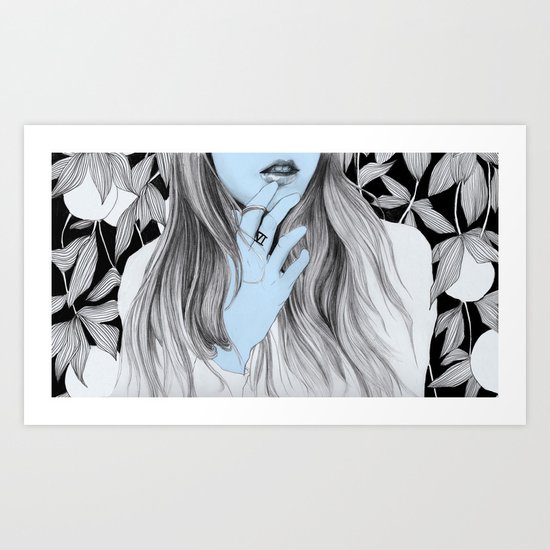 Seven blues Art Print