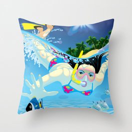 Diving girl Throw Pillow