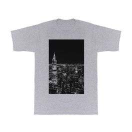 New York City at Night | Black and White Photography T Shirt