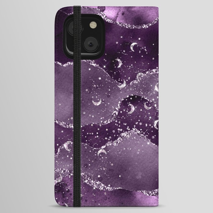 Purple Starry Agate Texture 02 iPhone Wallet Case