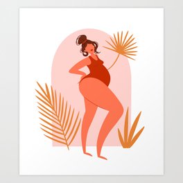 Happy curvy woman, body positive Art Print