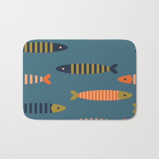 Striped fish pattern Bath Mat