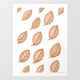 Pink Leaves Pattern Art Print