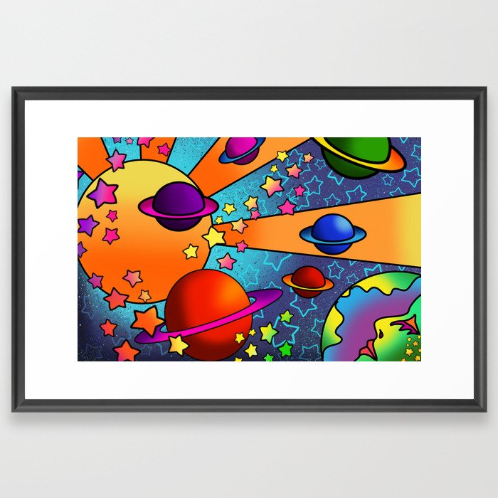 spacey groovy, peter max inspired Framed Art Print