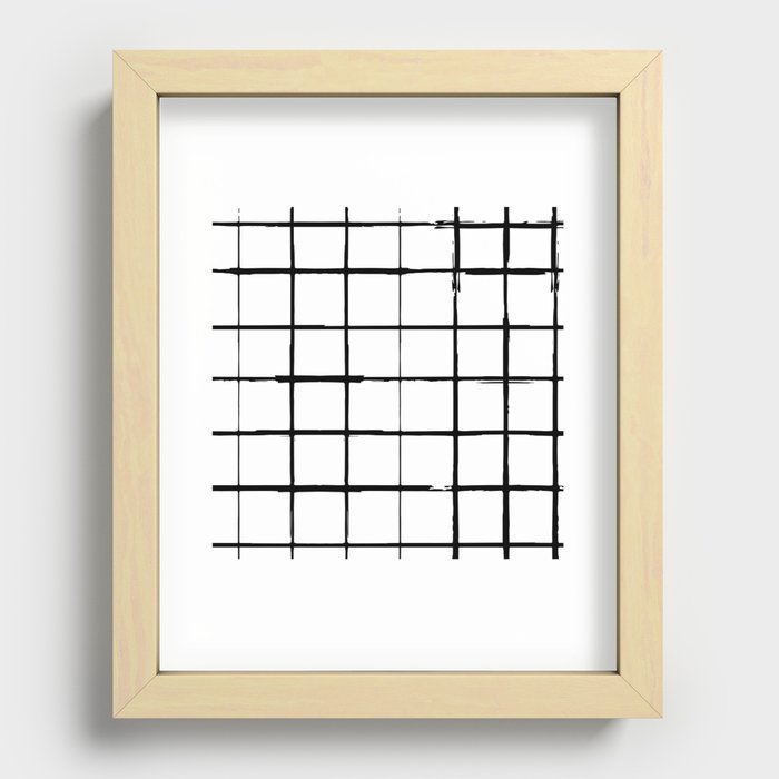 Aesthetic gingham black and white Recessed Framed Print