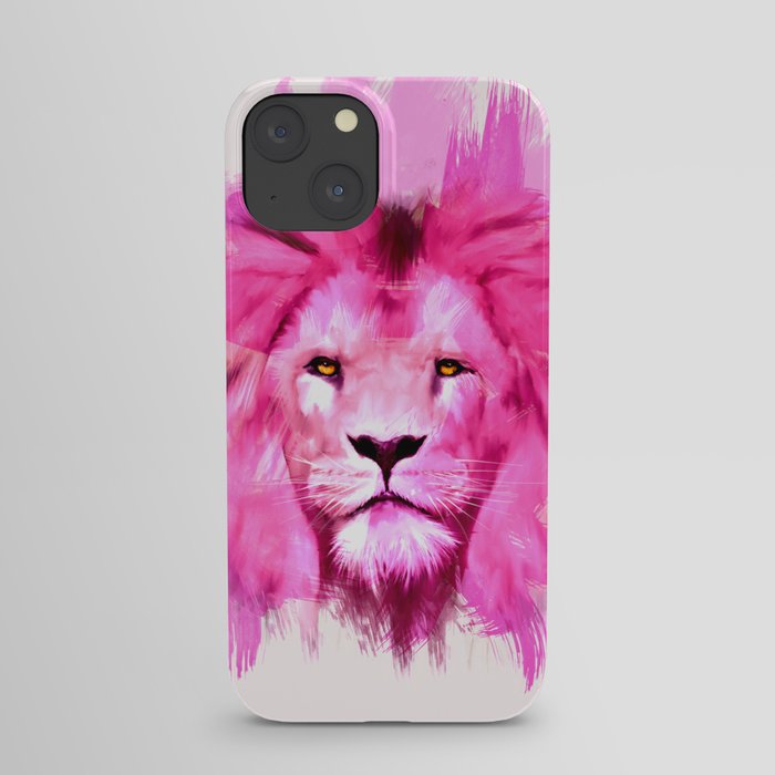 A pink lion looked at me iPhone Case
