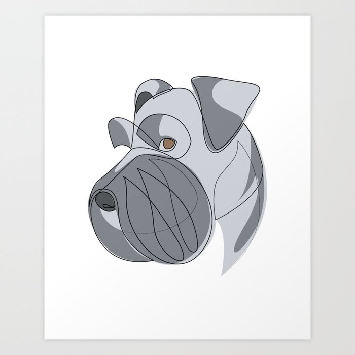 Mittelschnauzer - one line drawing Art Print