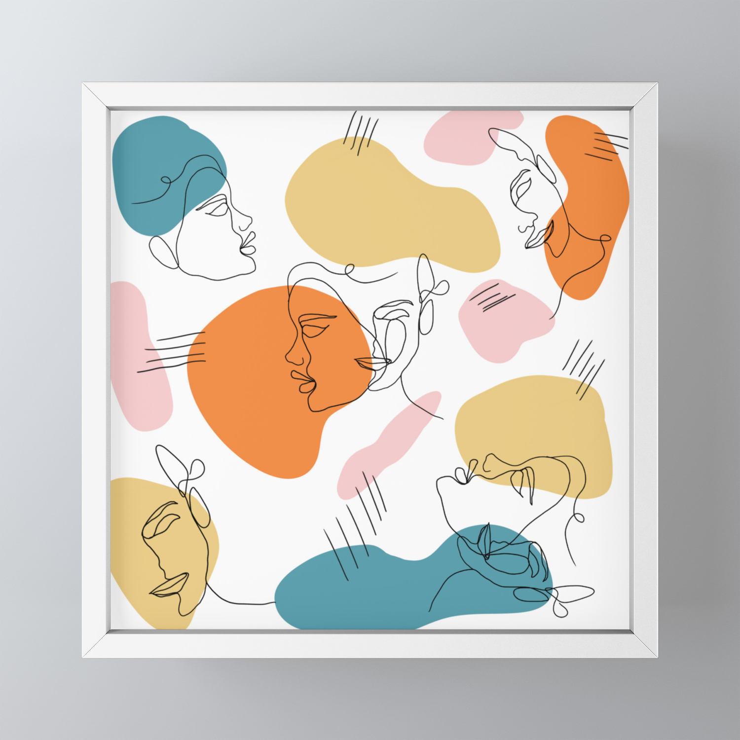 Modern Abstract Retro Faces Line Work Illustration Geometric Shapes Pattern Framed Mini Art Print By Girlytrend Society6