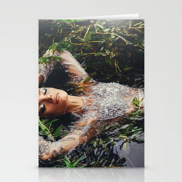 Song of Ophelia singing in the river Denmark; William Shakespeare's Hamlet magical realism female portrait color photograph / photography Stationery Cards