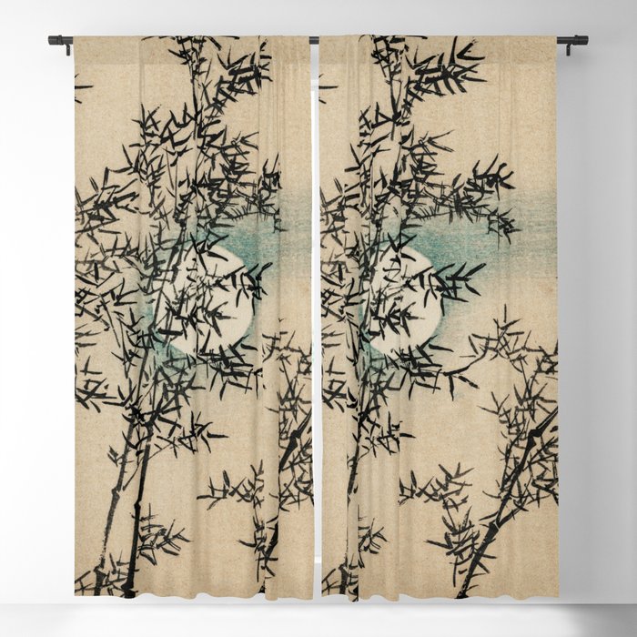 Bamboo Branches Traditional Japanese Flora Blackout Curtain