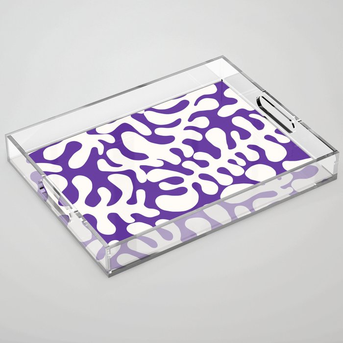 White Matisse cut outs seaweed pattern 2 Acrylic Tray
