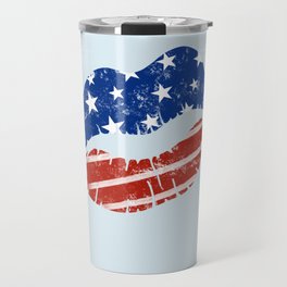 American Patriotic Lips / American Flag Lips / Fourth of July Lips Travel Mug