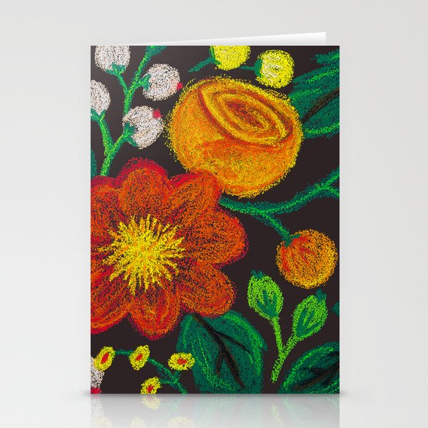 Chalk Flowers - Red and Orange Stationery Cards