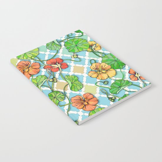 Climbing Nasturtiums on Blue and White Notebook