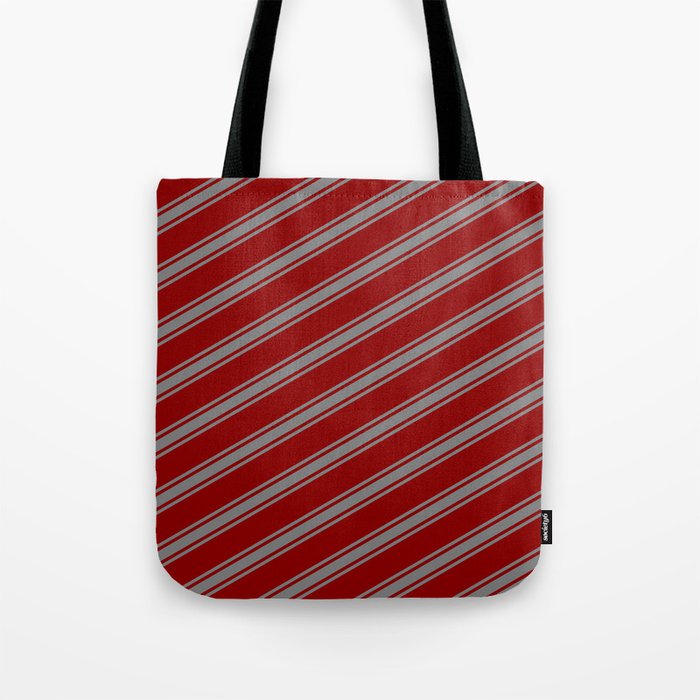 Dark Red and Gray Colored Pattern of Stripes Tote Bag