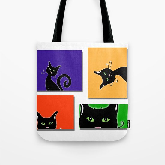 Cats in Squares Tote Bag