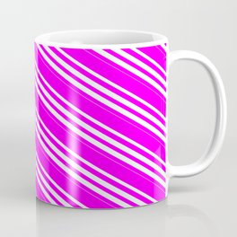 [ Thumbnail: Fuchsia and Mint Cream Colored Lined/Striped Pattern Coffee Mug ]
