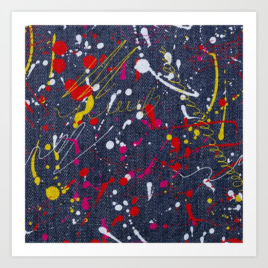 Paint splattered jeans Art Print