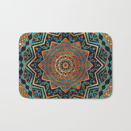 Blue and Gold Mandala Bath Mat