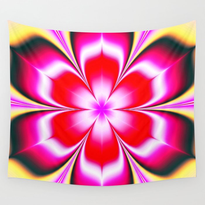 Psychedelic fractal floral Wall Tapestry