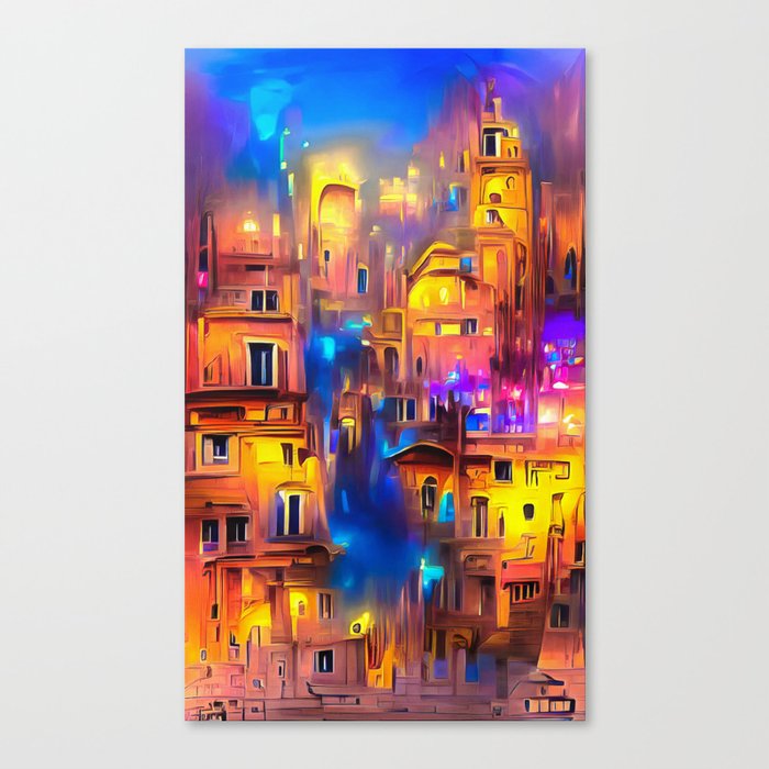 City Lights 22 Colorful Magical Houses Canvas Print