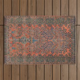 Beautiful Antique Persian Rug Ornamental Vintage Sarouk Carpet Outdoor Rug