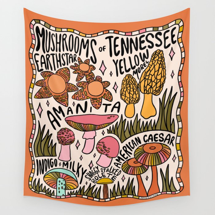 Mushrooms of Tennessee Wall Tapestry